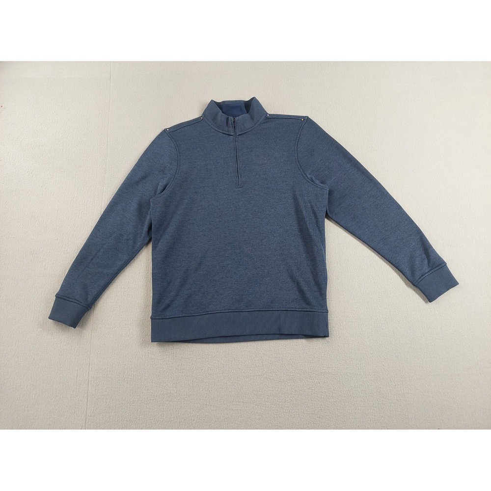 Under Armour Men Sweatshirt M Blue 1/4 Zip Mock Neck Long Sleeve Logo Active